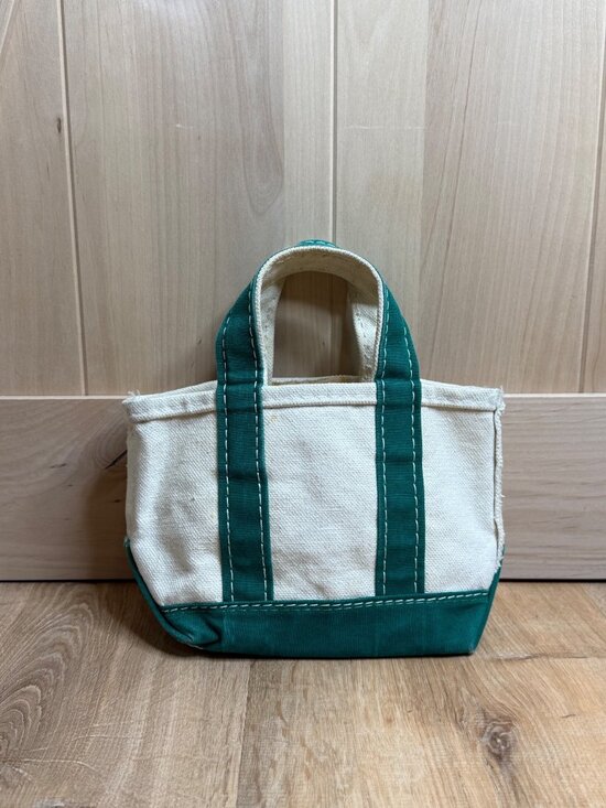L.L. Bean Handbags - Vintage 70s 80s LL Bean Green Micro Mini Boat & Tote Canvas Bag Sawtooth Tag